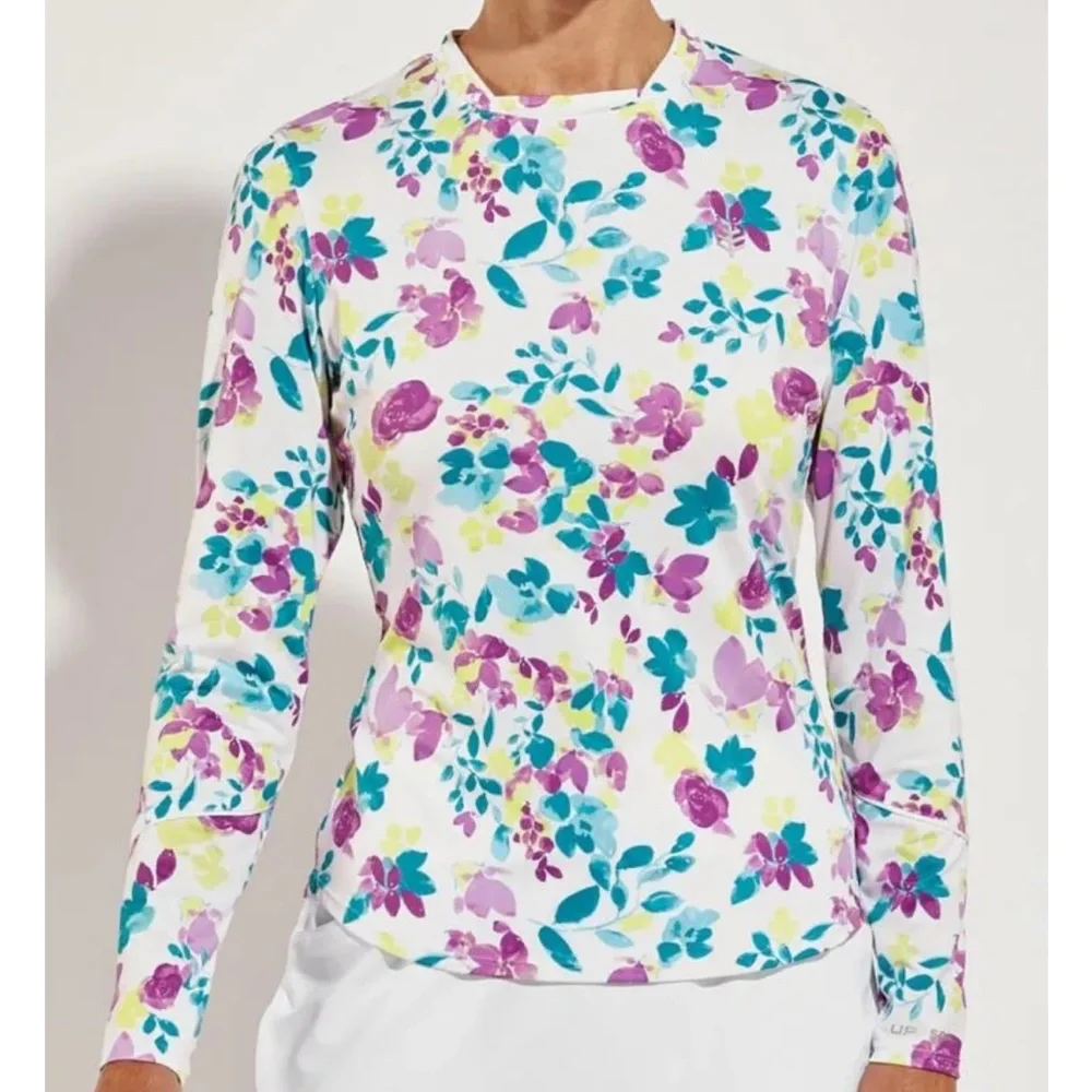 Coolibar UV Long Sleeve Devi, Dynamic Floral Fitness Shirt - Picture 3 of 8